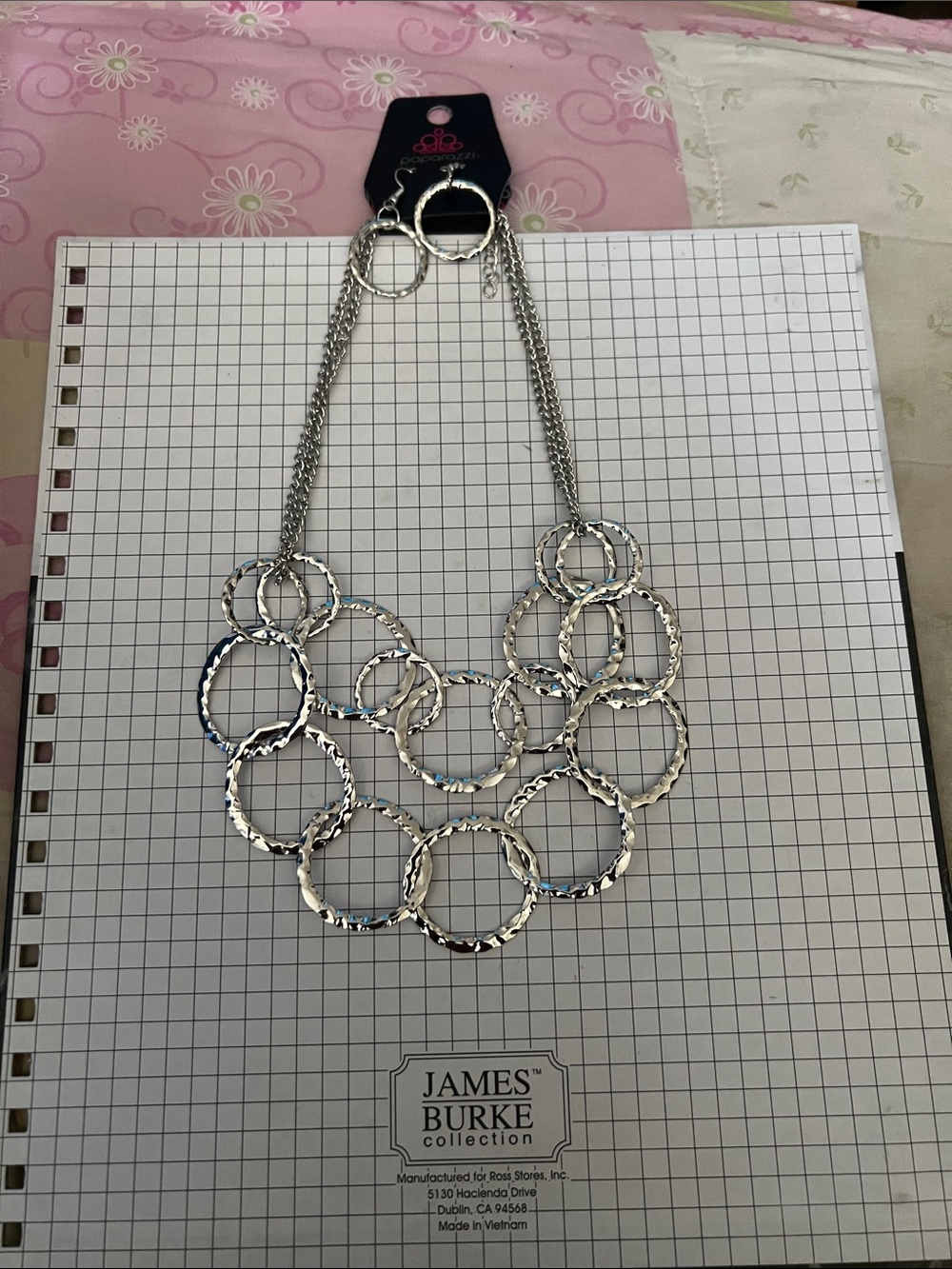 paparazzi Silver Hammered Multi-Ring Statement Necklace